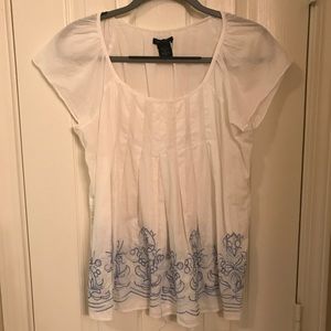 ✅CALVIN KLEIN JEANS WHITE & BLUE EMBROIDERED TOP✅